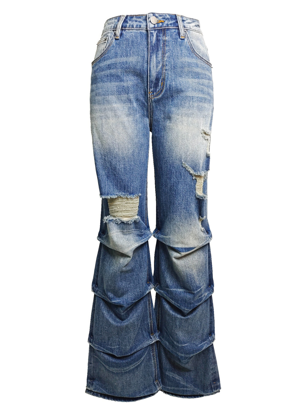 Riot Stack Destroyed Flare Jeans For Women