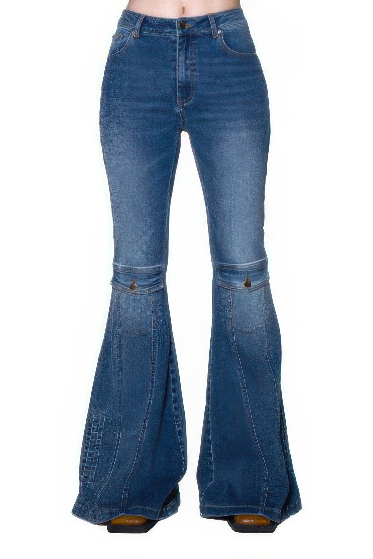 Signal Flare High-rise Panel Jeans For Women Light Denim