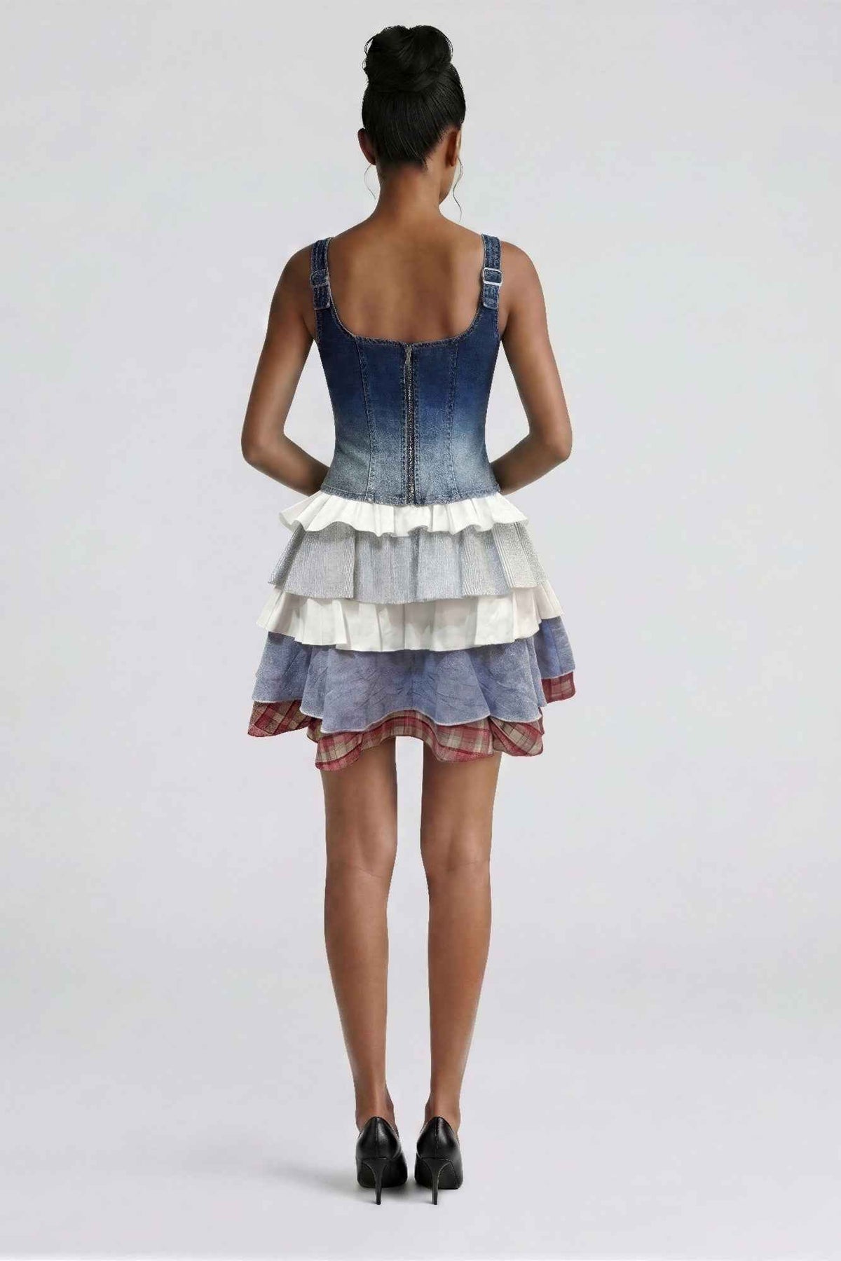 Rebel Stitch Lace-up Denim Corset Top For Women