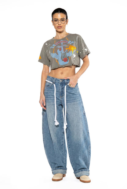 Rebel Echo Cropped Graphic Tee For Women