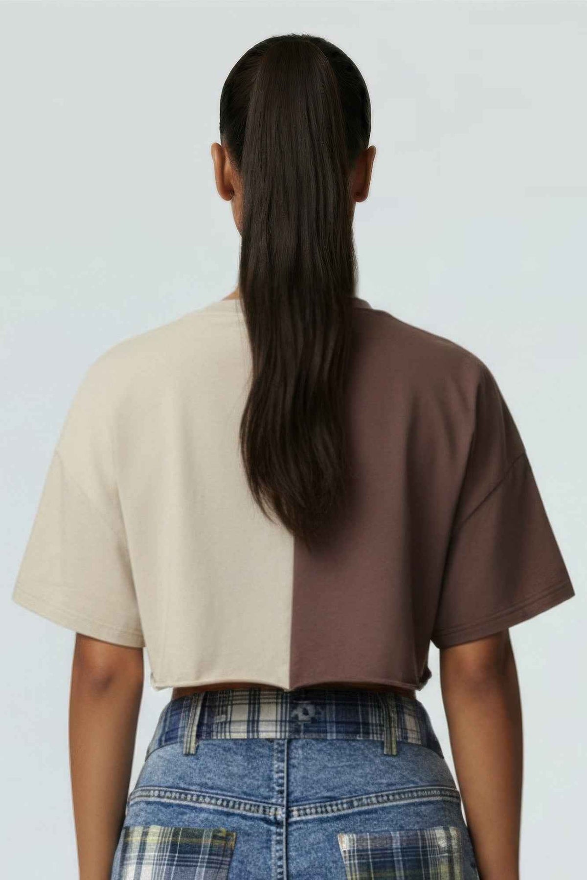 Split Graphic Crop Tee For Women