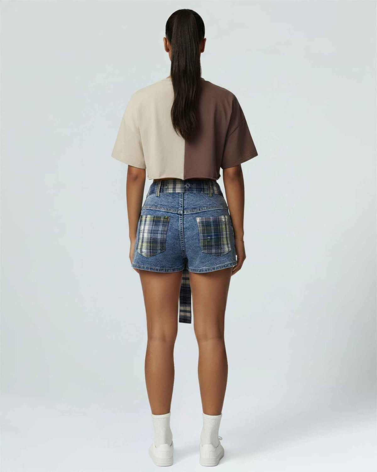 Split Graphic Crop Tee For Women