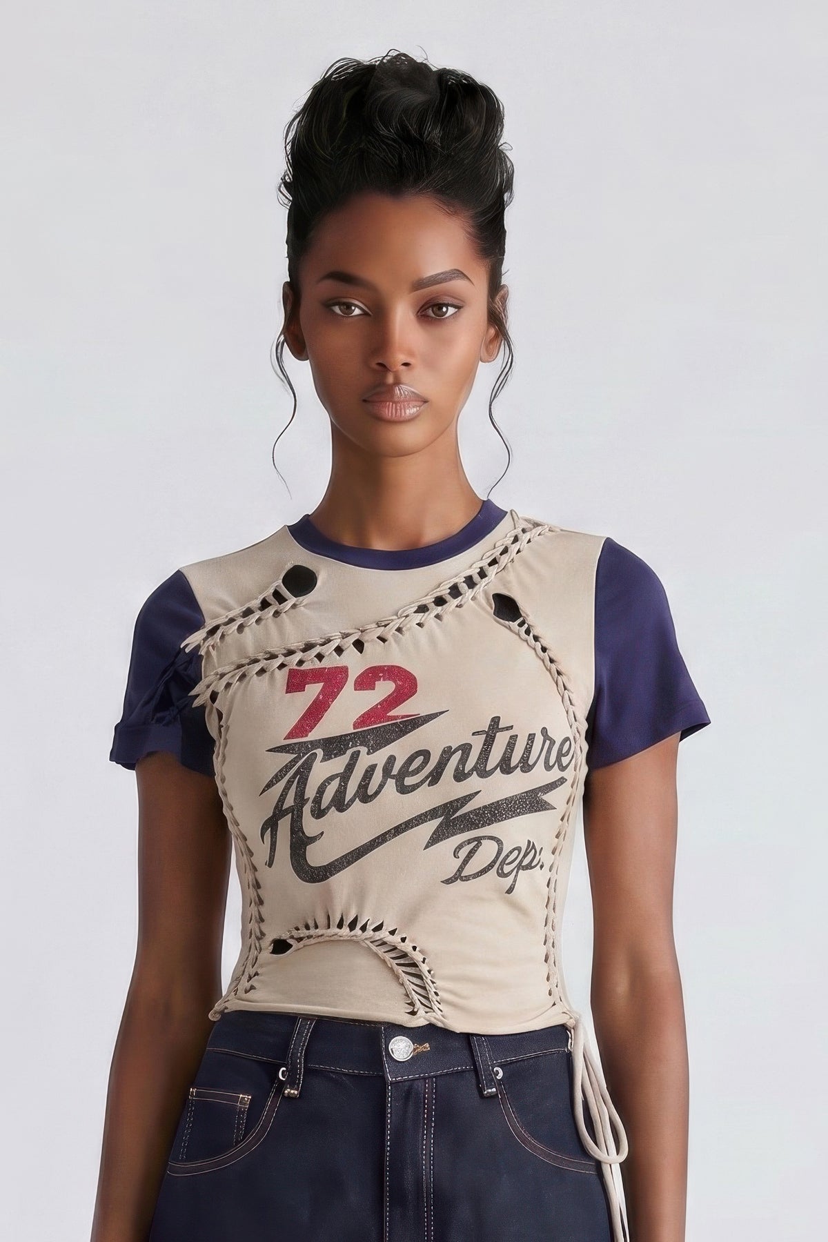 Varsity Renegade Lace-up Graphic Tee For Women