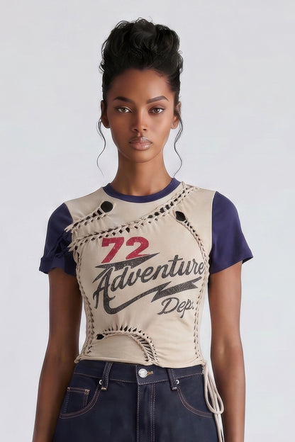 Varsity Renegade Lace-up Graphic Tee For Women
