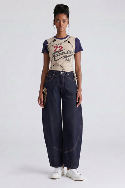 Varsity Renegade Lace-up Graphic Tee For Women