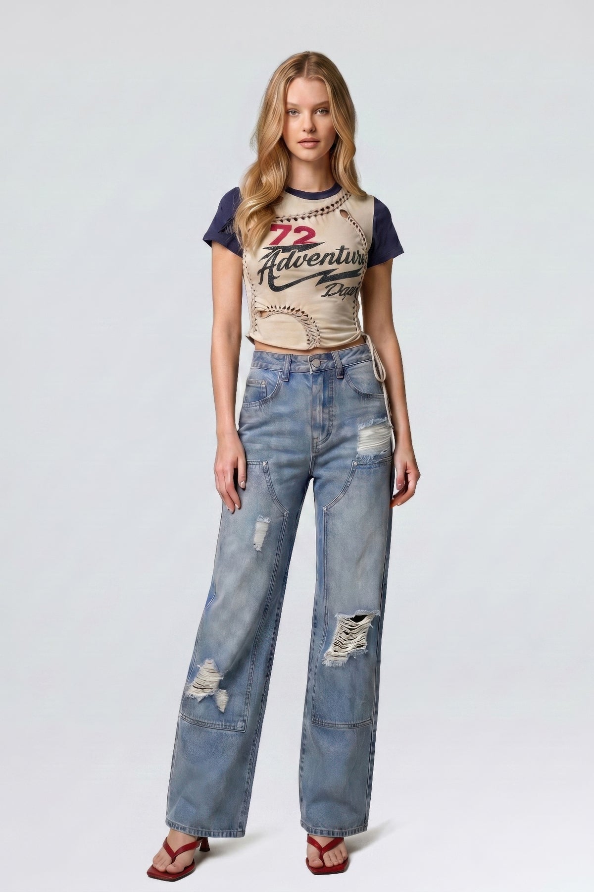 Varsity Renegade Lace-up Graphic Tee For Women