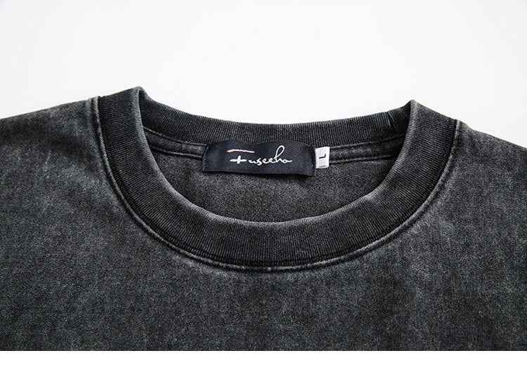 Summer Retro Worn Looking Washed-out Letter Print Short-sleeve T-shirt For Women MuddyStock