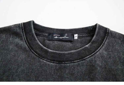 Summer Retro Worn Looking Washed-out Letter Print Short-sleeve T-shirt For Women MuddyStock