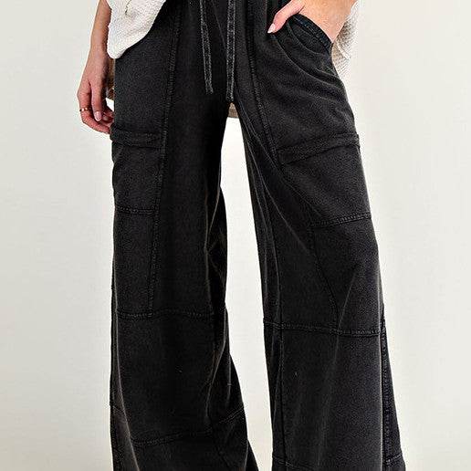 Pure Color Washed Multi-pocket Slacks MuddyStock