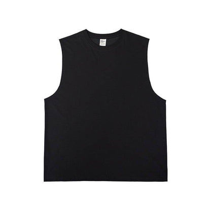Round Neck Loose Tank For Men Black MuddyStock