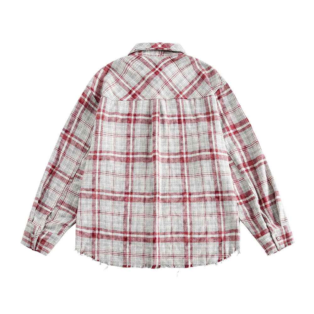 American Retro Plaid Women's Loose Casual Long Sleeve Shirt null
