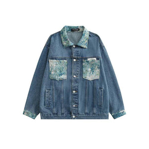 New Printed Loose Jacket For Men And Women Dark Blue