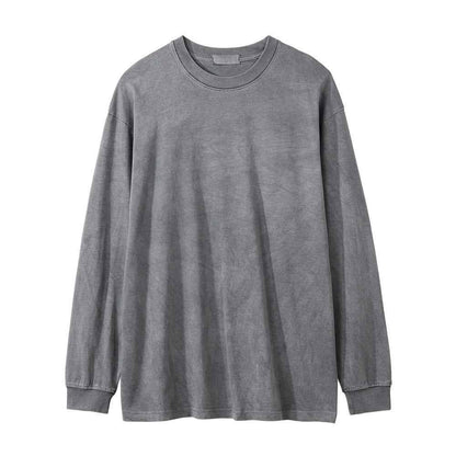 Washed Old Long-sleeved T-shirt For Men null
