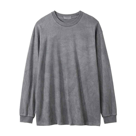 Washed Old Long-sleeved T-shirt For Men null