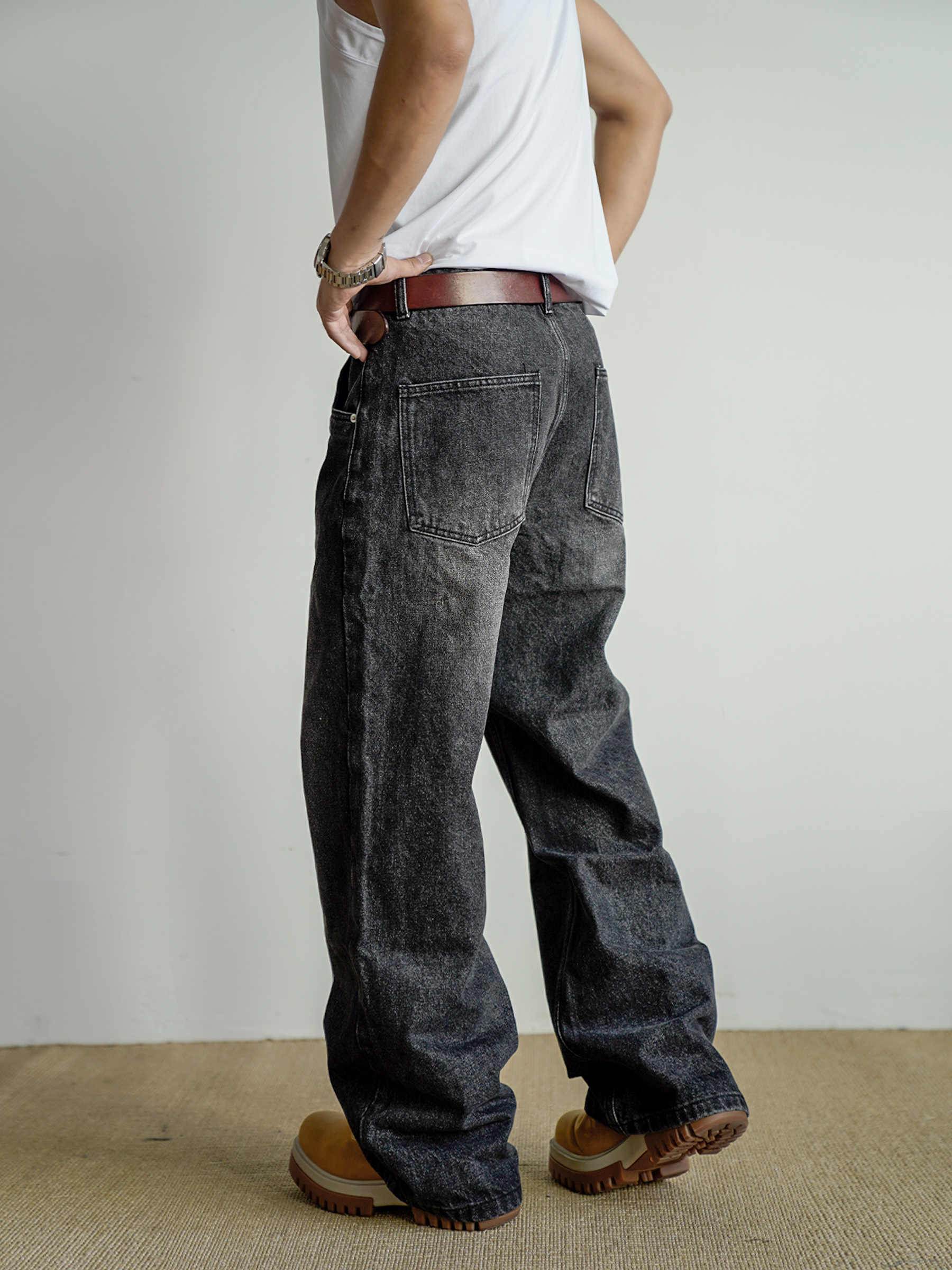 Loose Straight Washed Distressed Black Jeans MuddyStock