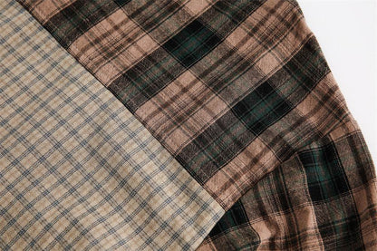 Color Matching Short Sleeve Plaid Shirt For Men And Women MuddyStock