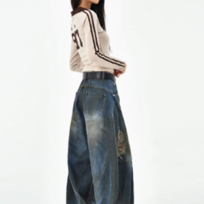 American Retro Washed Ripped Jeans For Women