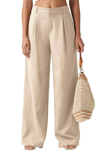 Loose Casual And Comfortable Pocket Straight-leg Pants For Women Khaki MuddyStock