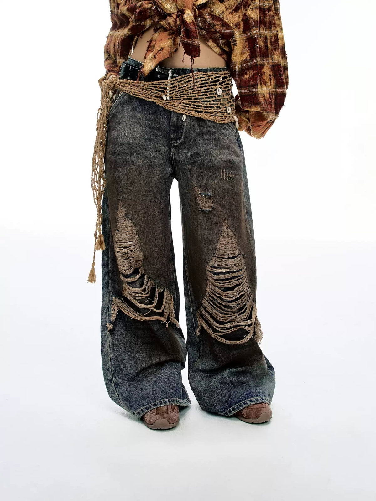 American-style Vintage Women's Workwear Wide-leg Casual Pants