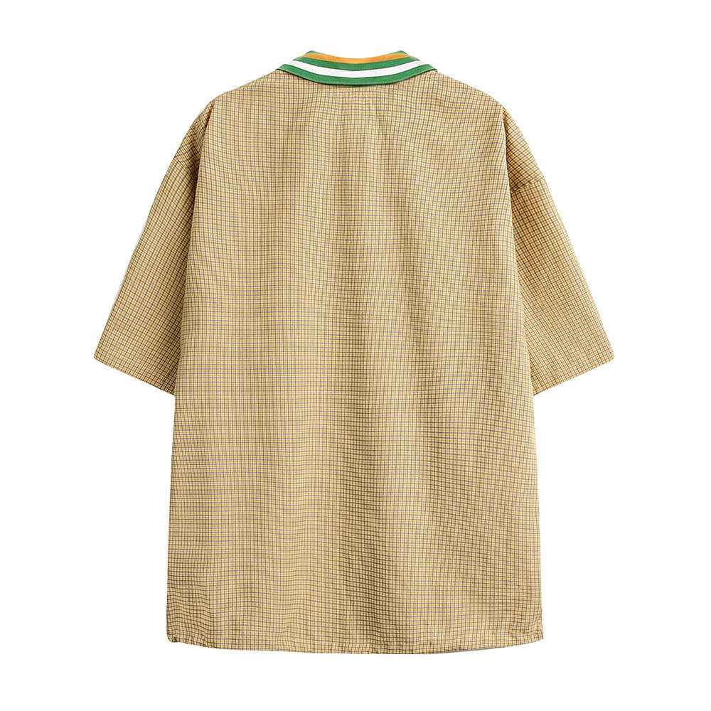 Women's Casual Contrast Color Lapel T-shirt null