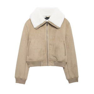 Women's Double-sided Jacket With Threaded Hem Khaki All Products