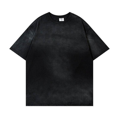 Wash Distressed Dirty Short Sleeve For Men Black MuddyStock
