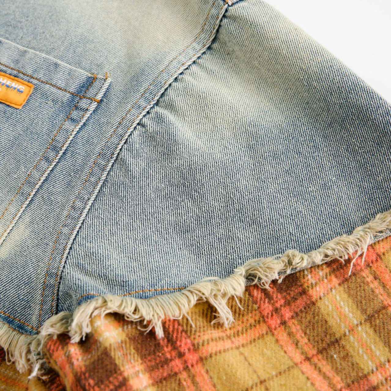American Retro Loose Stitching Plaid Long Sleeve Shirt For Women null