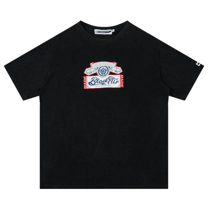 Street Women's Wear Spoof Beer Vintage T-shirt Black MuddyStock