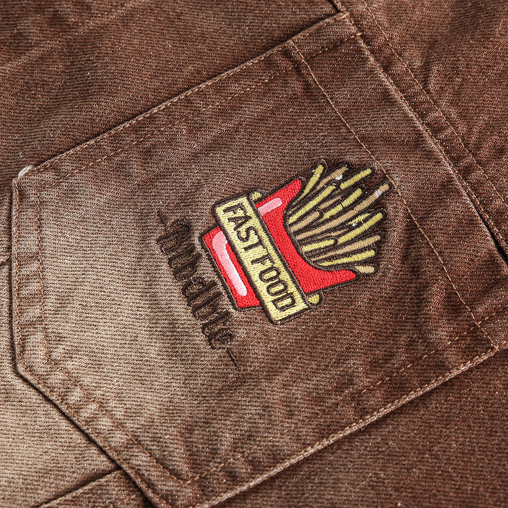 Retro Punk Washed And Worn Contrast Color Lapels Denim Jacket Coat For Women MuddyStock null