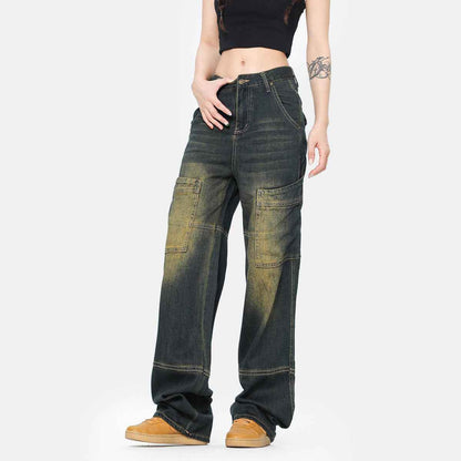 American Retro Wide Leg Jeans For Women MuddyStock