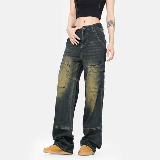 American Retro Wide Leg Jeans For Women MuddyStock