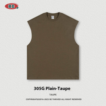 Sleeveless Ins Loose Street Sports Vest Taupe MuddyStock