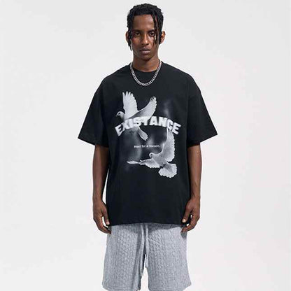 Dove Printed Casual Loose Fitting T-shirt For Men MuddyStock