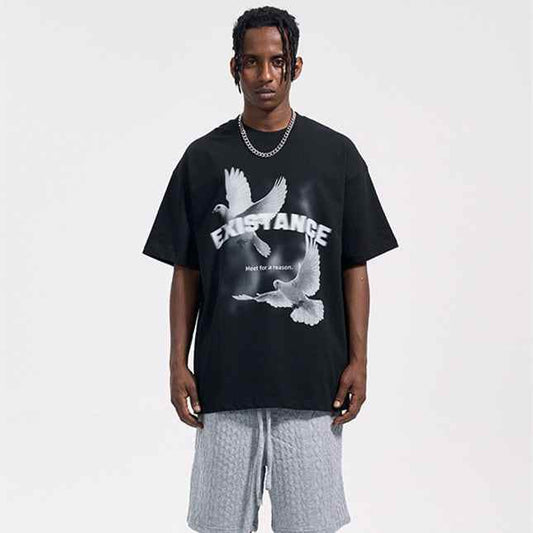Dove Printed Casual Loose Fitting T-shirt For Men MuddyStock