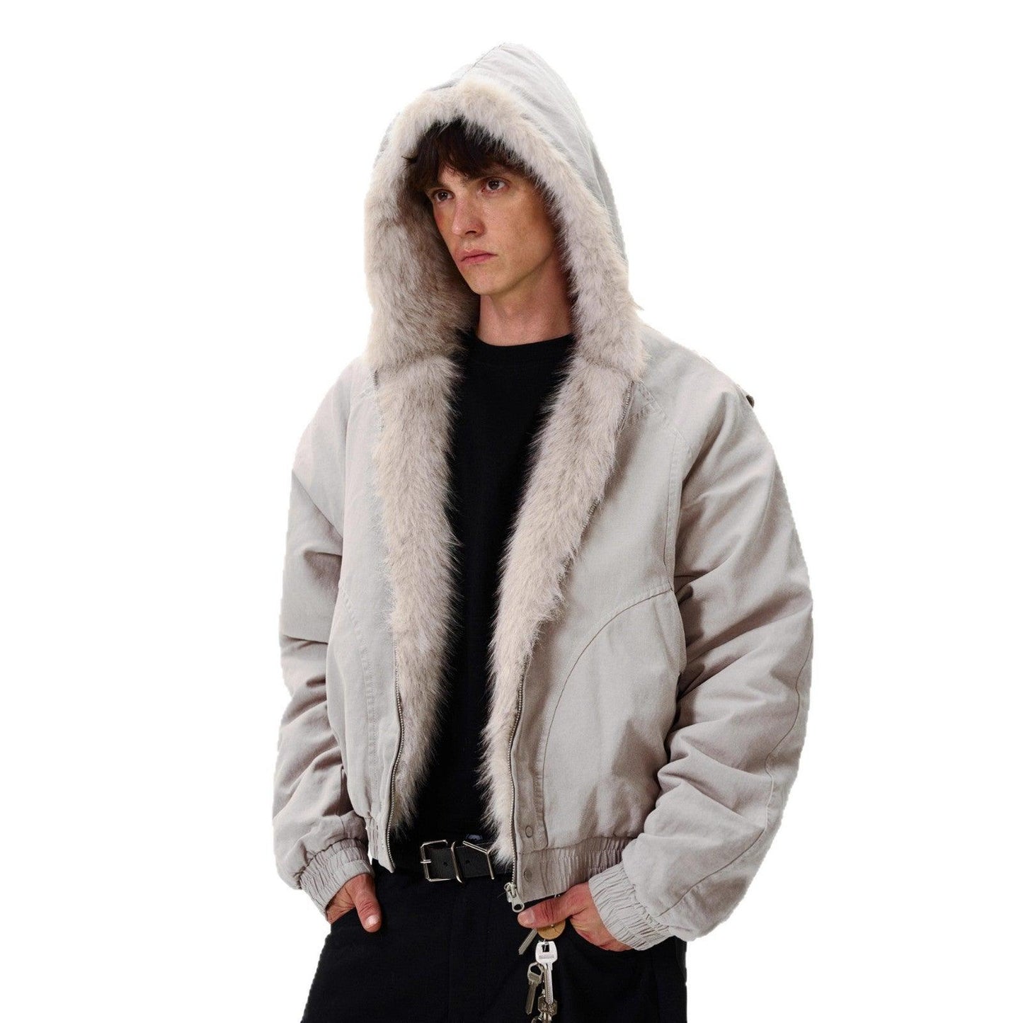 American Retro Niche Deconstructed Patch Fleece Jacket For Men All Products