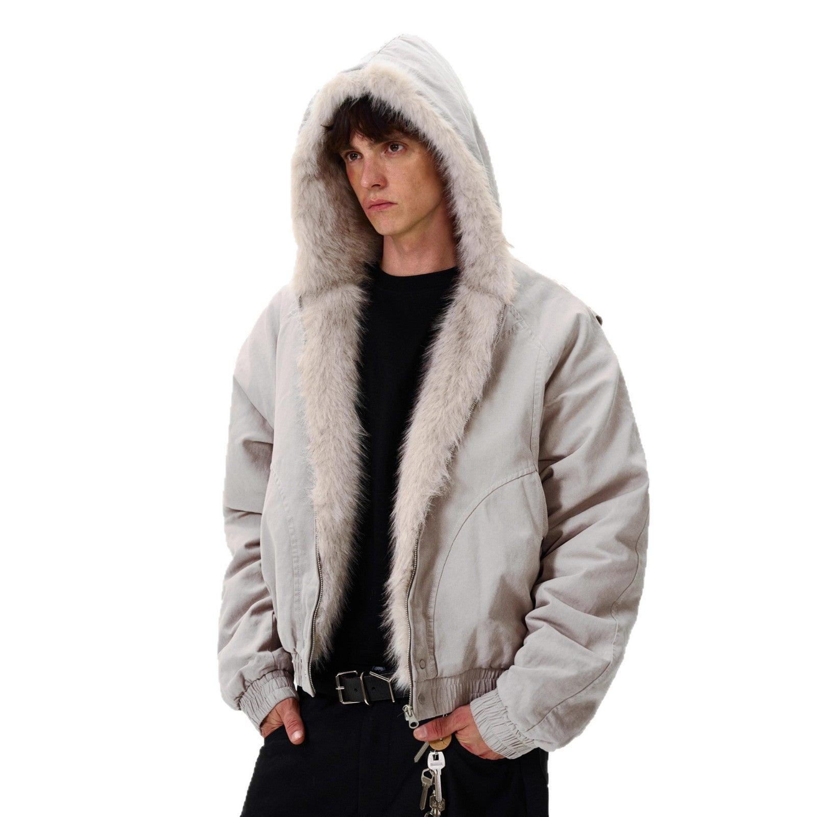 American Retro Niche Deconstructed Patch Fleece Jacket For Men All Products