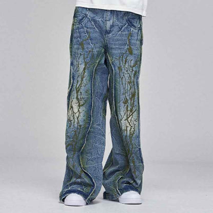 American Street Dirtyfit Heavy Industry Washed Distressed Wide Leg Jeans MuddyStock
