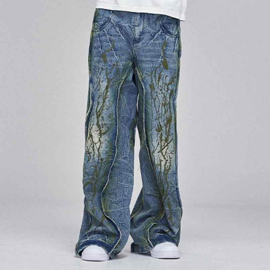 American Street Dirtyfit Heavy Industry Washed Distressed Wide Leg Jeans MuddyStock