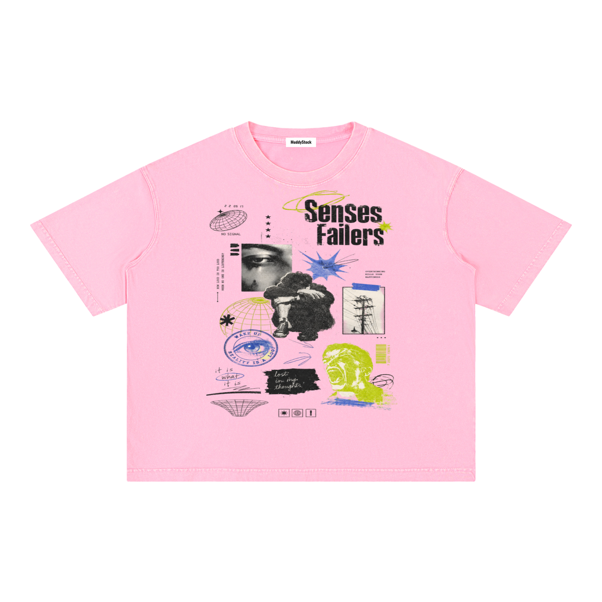Mineral Wash Boxy Cotton T-Shirt For Men | MuddyStock Originals Rose Pink
