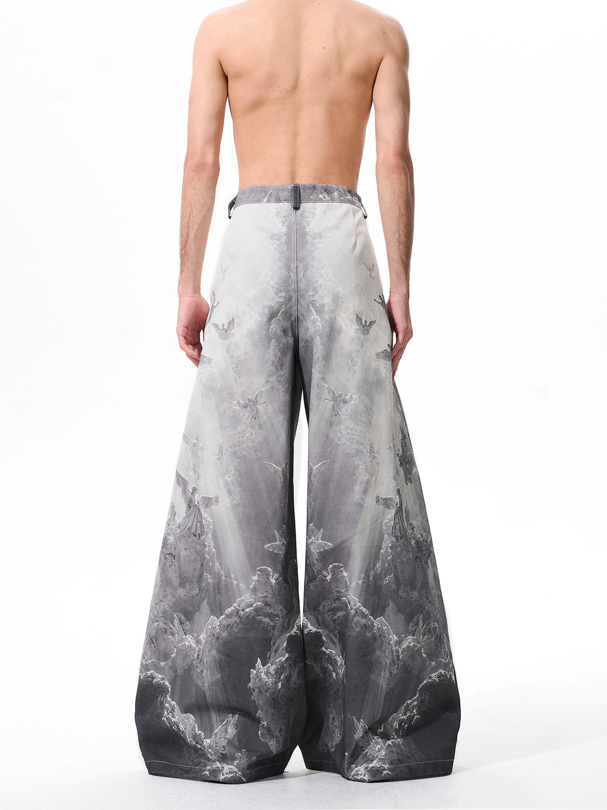 Vintage Rainbow-coated Trompe L'oeil Painted Distressed Straight-leg Jeans For Men