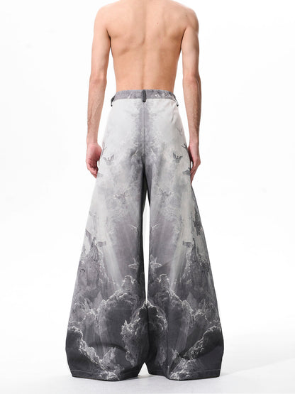 Vintage Rainbow-coated Trompe L'oeil Painted Distressed Straight-leg Jeans For Men