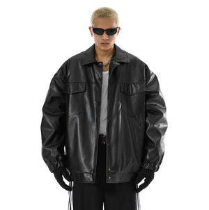 Men's Vintage PU Jacket Black