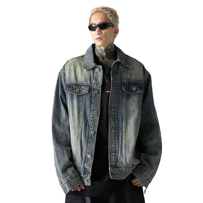 Washed And Worn Denim Clothes Jacket Men's Punk MuddyStock