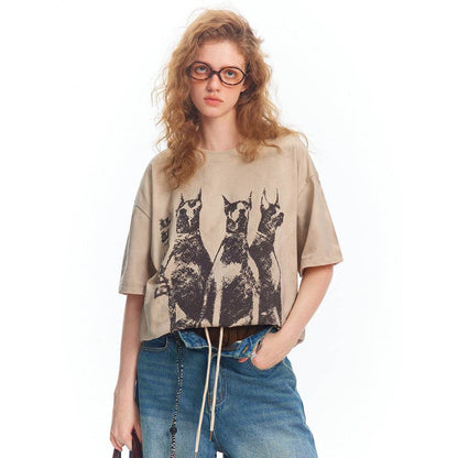 Doberman Pinscher Distressed T-shirt For Women MuddyStock