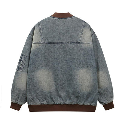 Letter Patch Embroidered Denim Baseball Jacket For Men null