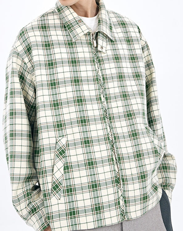 Green Plaid Shirt Style Jacket For Men MuddyStock null