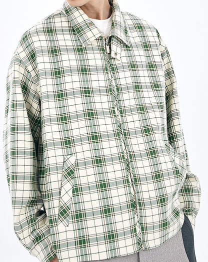 Green Plaid Shirt Style Jacket For Men MuddyStock null