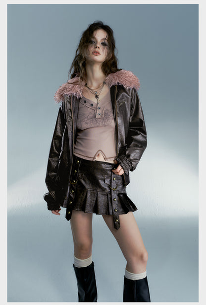 Heavy Wash Leather Skirt For Women All Products