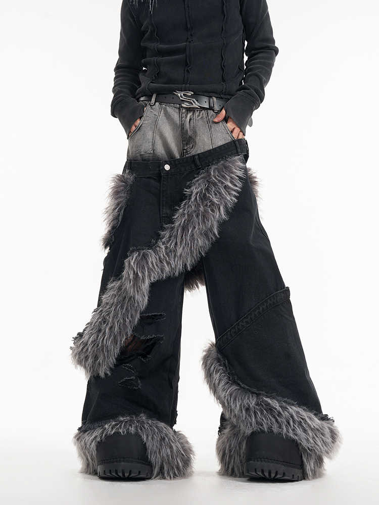 Fake Two-piece Jeans For Men null
