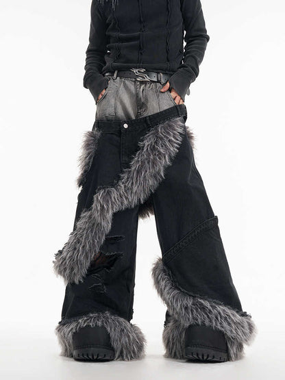 Fake Two-piece Jeans For Men null